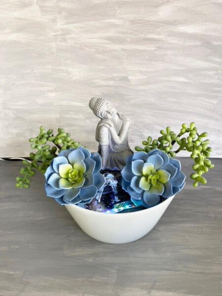 Serene Tranquility Grey Buddha Zen Water Fountain Tabletop