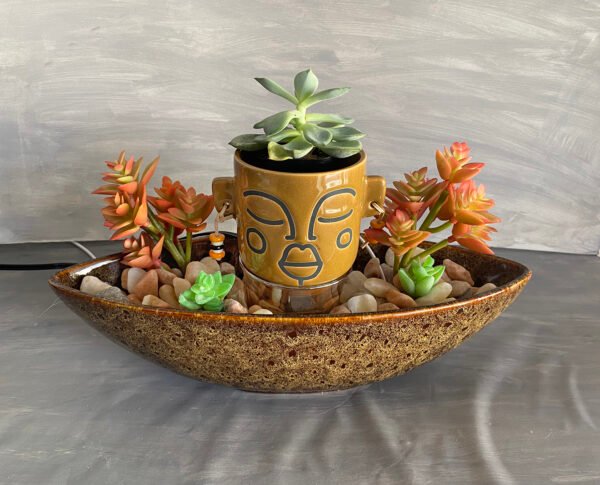 Serene Polynesian Native Buddha Water Fountain Tabletop