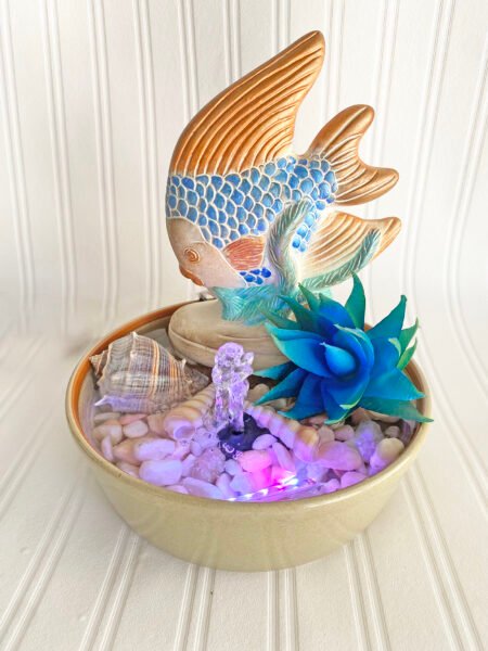 Seaside Underwater Fish Water Fountain with Seashell Tabletop