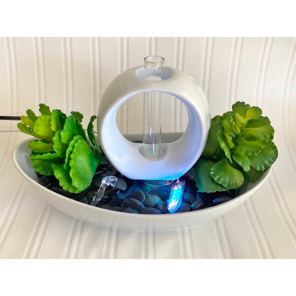 Minimalist Oval Propagation Plant Water Fountain with Faux Plants